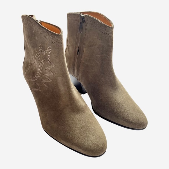 ISABEL MARANT Dacken Suede Western Embroidered Ankle Boots in Taupe US5 EU35 - Picture 2 of 6